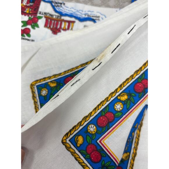 VTG SICILIA Sicily Cotton Tea Towel Dish Kitchen Towel Map Landmarks Crest 23x34 - Picture 9 of 10